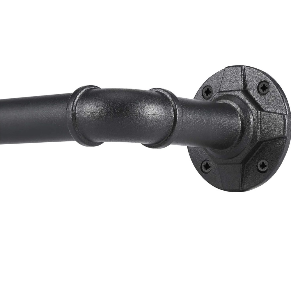 Industrial Curtain Rod Adjustable 1 Inch Black Curtain Rods for Windows 48 to 86